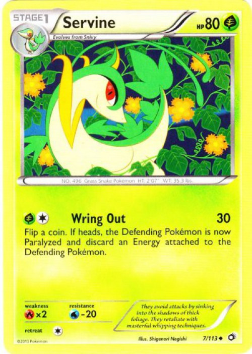 Pokemon Black & White Legendary Treasures Uncommon Servine #7 Reverse Holo、ToyWiz、kayou