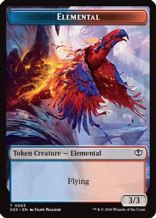 Elemental (0003) // Treasure Double-Sided Token (SOS-3 // 12) - Secrets of Strixhaven、Wizards of the Coast、kayou
