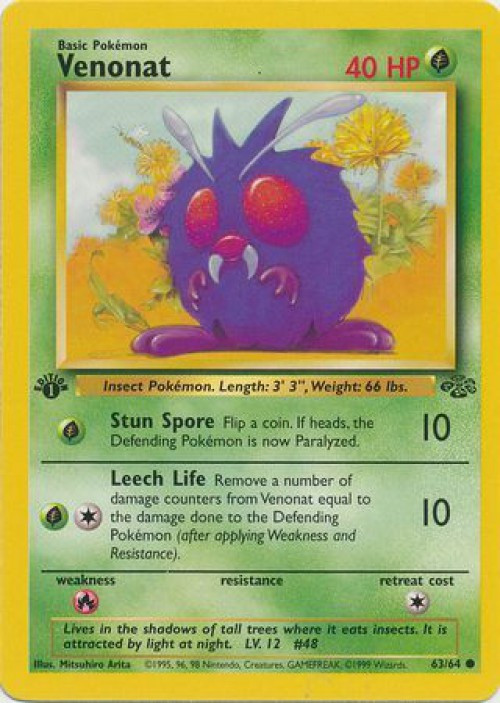 Pokemon Jungle Common Venonat #63 1st Edition Moderately Played、ToyWiz、kayou