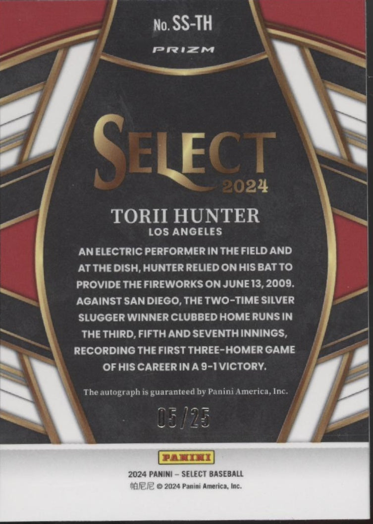 Torii Hunter 2024 Panini Select Tie Dye Prizm Auto 05/25 #SS-TH、Collector Store LLC、kayou
