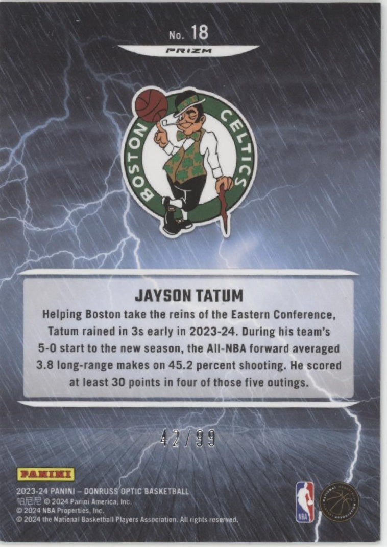 Jayson Tatum 2023-24 Donruss Optic Raining 3s Red & Gold International 42/99、Collector Store LLC、kayou