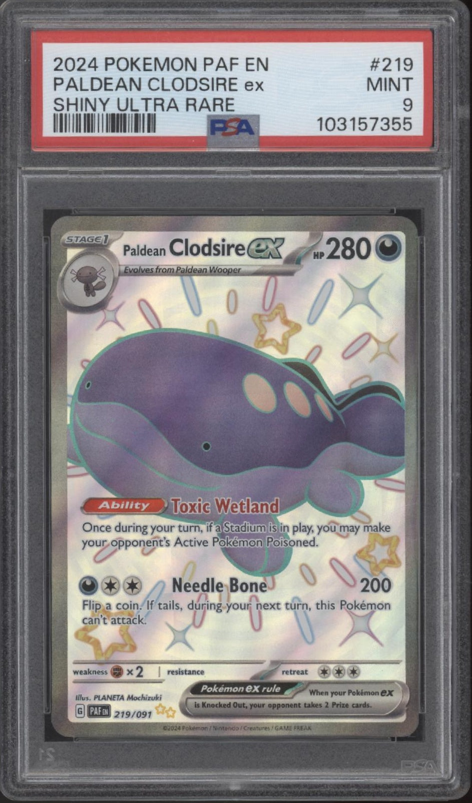 Paldean Clodsire ex Pokemon Paldean Fates Shiny Ultra Rare #219 PSA 9、Collector Store LLC Gaming、kayou