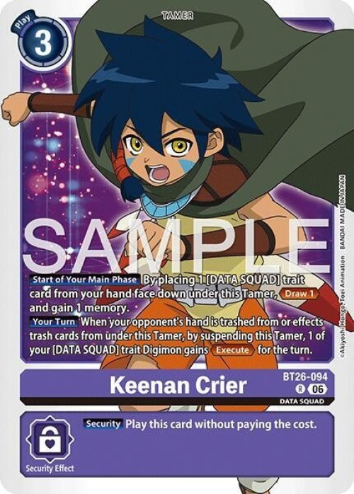 Digimon Trading Card Game Timeless Bonds Rare Keenan Crier BT26-094 (Pre-Order)、ToyWiz、kayou