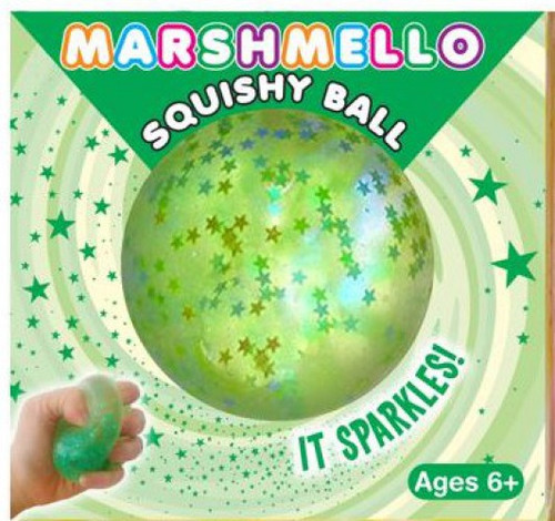Marshmello Sparkle Squishy Ball GREEN 2.5-Inch Squeeze Toy、ToyWiz、kayou