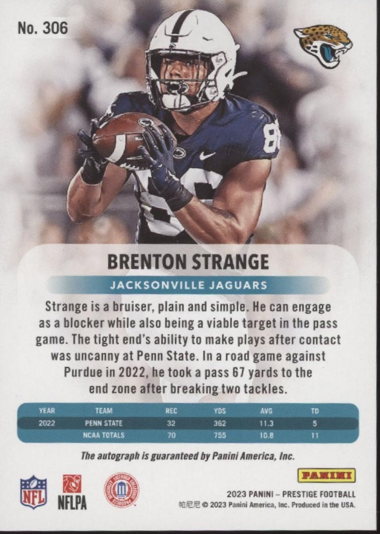 Brenton Strange 2023 Panini Prestige Xtra Points Blue RC Auto 12/99 #306、Collector Store LLC、kayou
