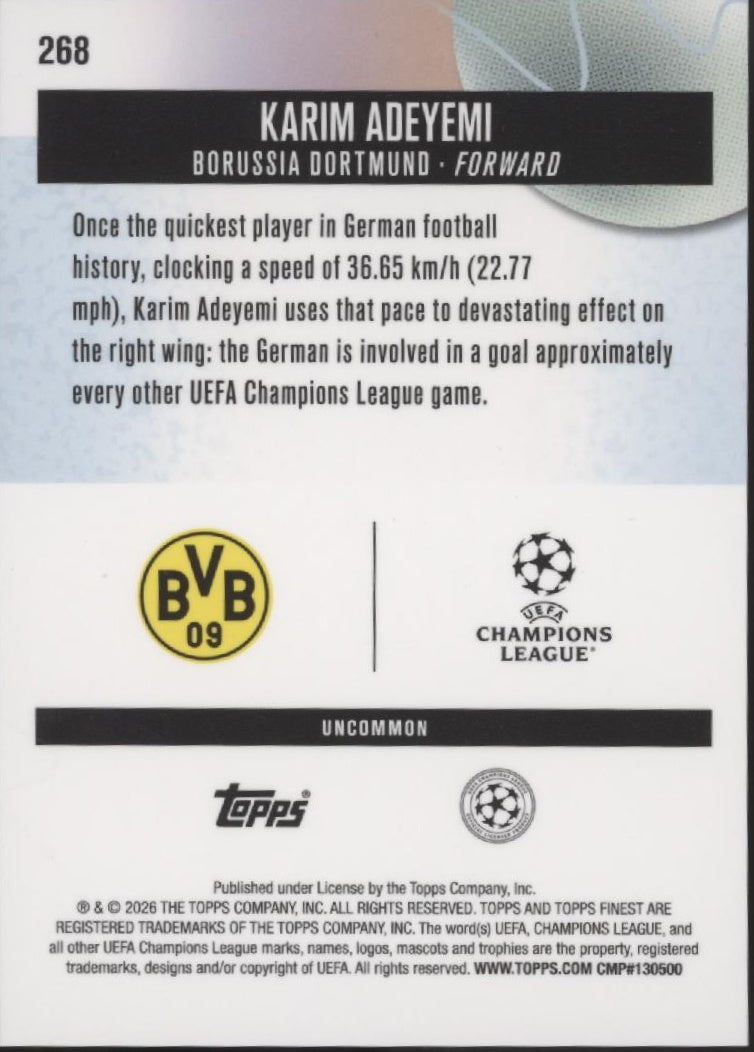 Karim Adeyemi 2026 Topps Finest UEFA Club Competitions Pearl Checkerboard 12/40、Collector Store LLC、kayou