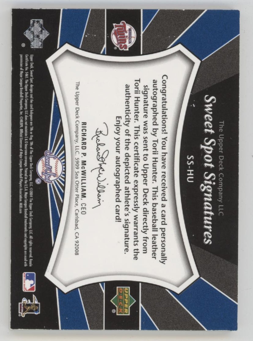 Torii Hunter 2004 Upper Deck Sweet Spot Signatures Ball Relic Auto #SS-HU、Collector Store LLC、kayou