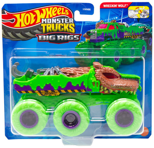 Hot Wheels Monster Trucks Big Rigs Wreckin' Wolf Diecast Car、ToyWiz、kayou