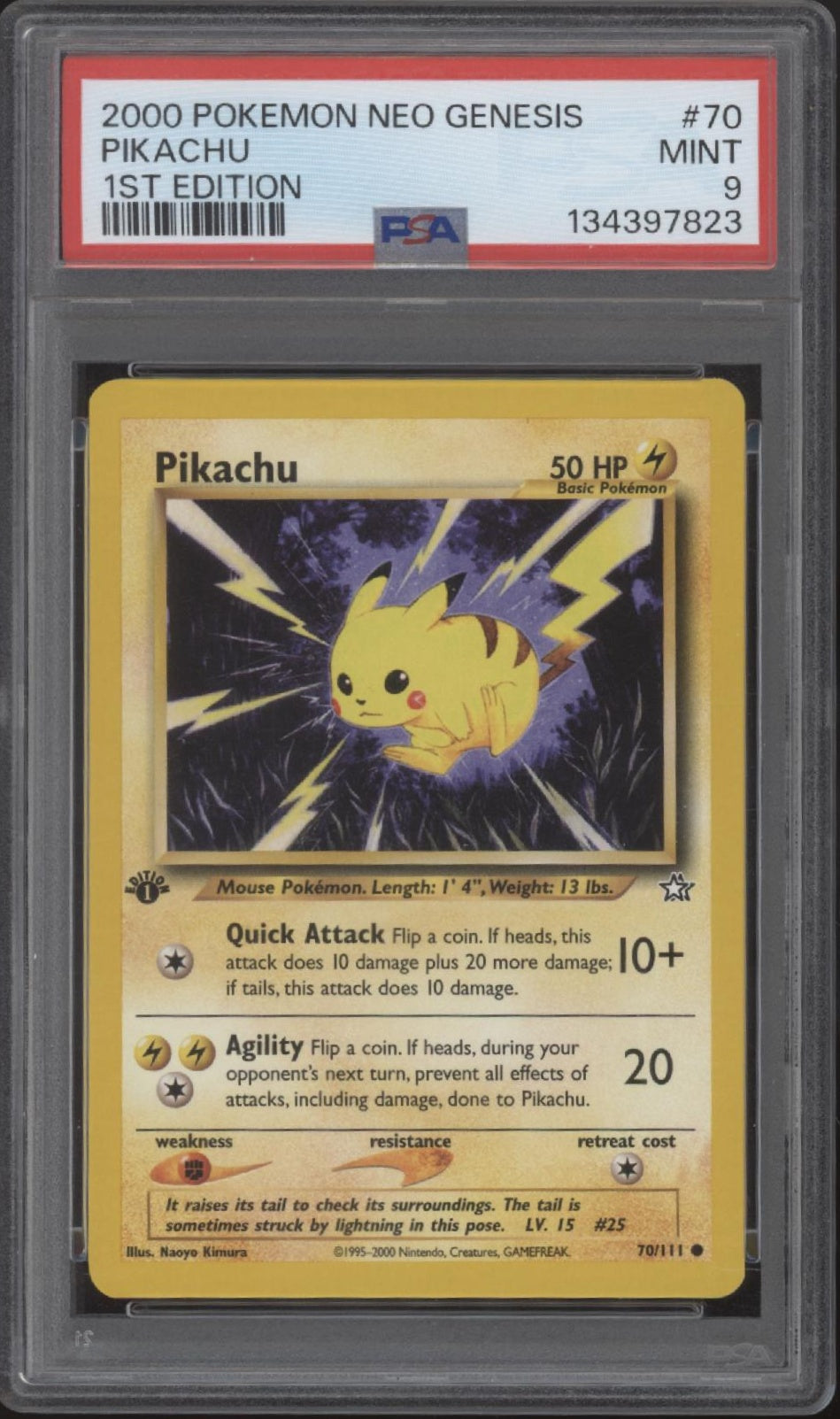 Pikachu Pokemon Neo Genesis 1st Edition #70 PSA 9、Collector Store LLC Gaming、kayou