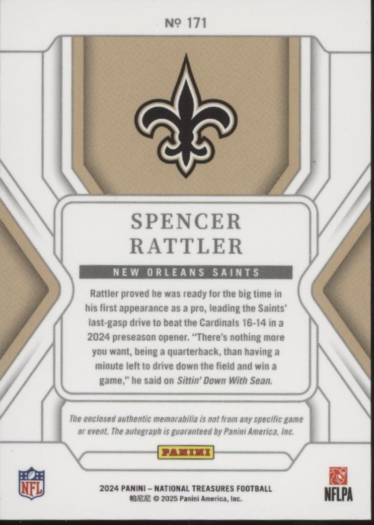 Spencer Rattler 2024 Panini National Treasures Swatch RC Auto 66/99 #171、Collector Store LLC、kayou