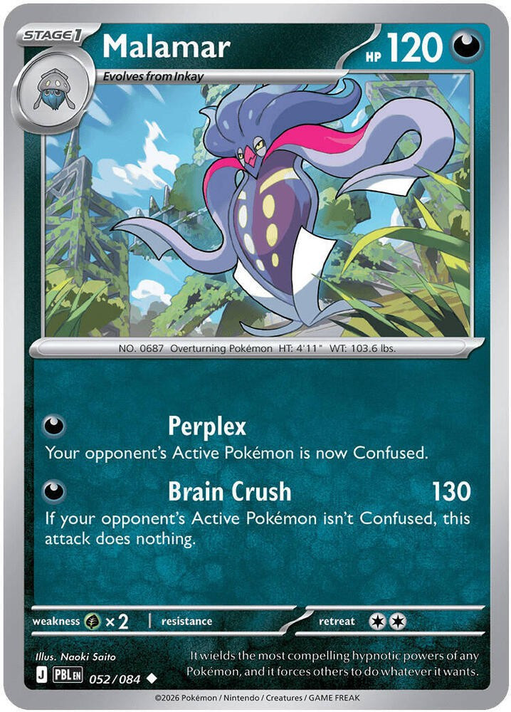 Pokemon Trading Card Game Mega Evolution Pitch Black Uncommon Malamar #52、ToyWiz、kayou