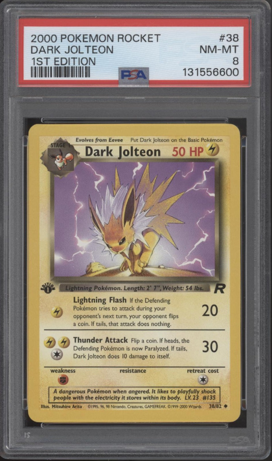 Dark Jolteon Pokemon Team Rocket 1st Edition #38 PSA 8、Collector Store LLC Gaming、kayou