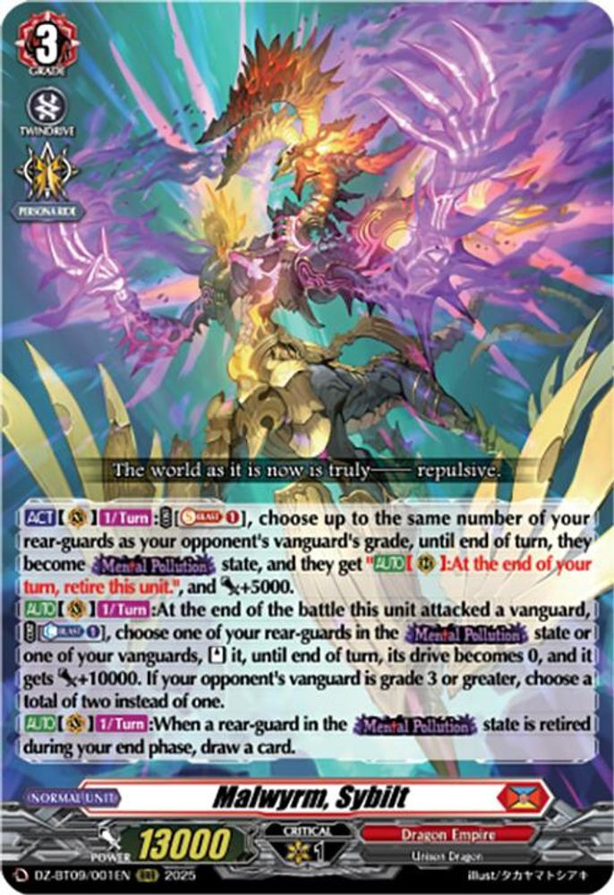 Cardfight Vanguard Trading Card Game Super Brave Detonation Triple Rare Malwyrm, Sybilt DZ-BT09/001EN、ToyWiz、kayou