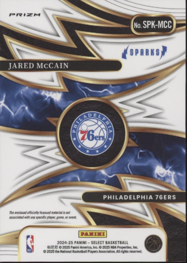 Jared McCain 2024-25 Panini Select Prizm Swatch RC #SPK-MCC、Collector Store LLC、kayou