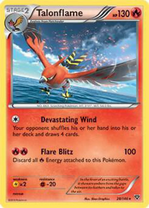 Pokemon Trading Card Game XY Base Set Cosmo Holo Rare Talonflame #28 Moderately Played、ToyWiz、kayou