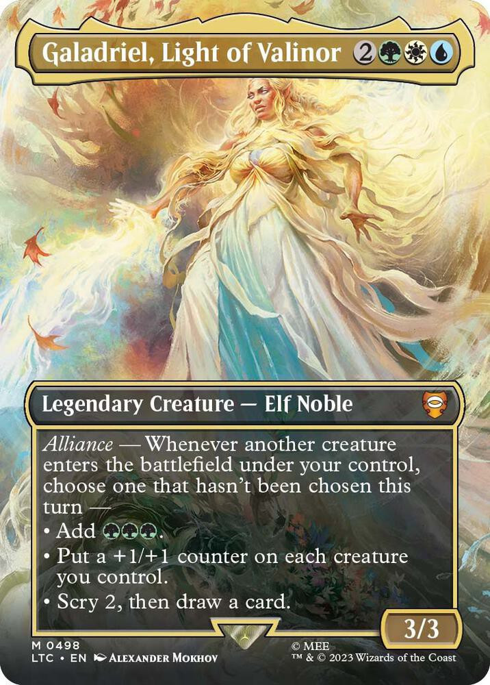 MtG Lord of the Rings Tales of Middle-Earth Commander Rare Galadriel, Light of Valinor #248 Borderless Foil、ToyWiz、kayou