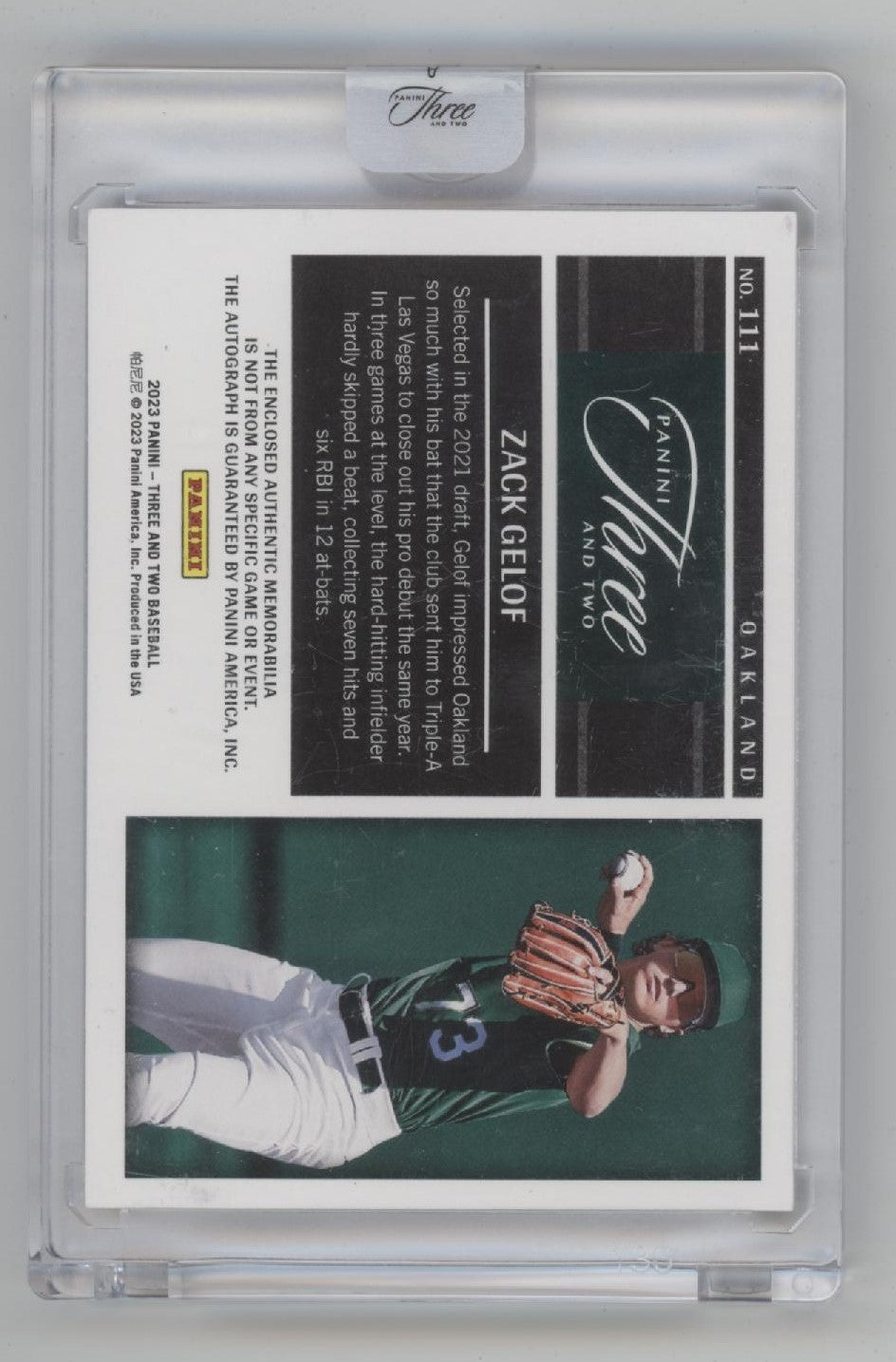 Zack Gelof 2023 Panini Three & Two Swatch RC Auto 10/10 #111、Collector Store LLC、kayou