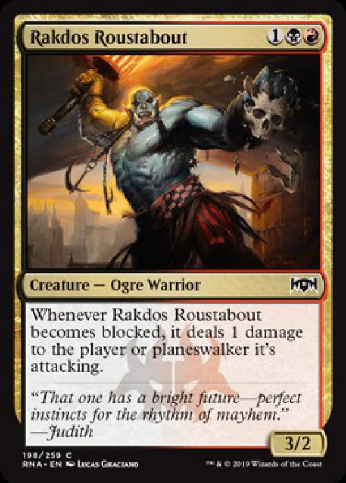 MtG Trading Card Game Ravnica Allegiance Common FOIL Rakdos Roustabout #198、ToyWiz、kayou