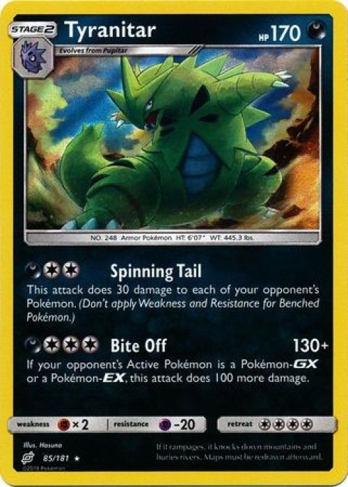 Pokemon Trading Card Game Sun & Moon Team Up Holo Rare Tyranitar #85 Reverse Holo Lightly Played、ToyWiz、kayou