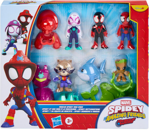 Marvel Spidey & His Amazing Friends Rescue Webs Rescue Spidey & Crew 3-Inch Mini Figure 6-Pack Spin, Ghost-Spider, Spidey, Rocket, Groot & Jeff the Land Shark、ToyWiz、kayou