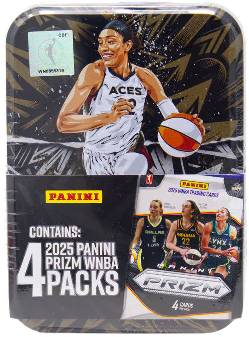 WNBA Las Vegas Aces 2025 Panini Prizm A'ja Wilson Trading Card COLLECTOR Tin 4 Packs、ToyWiz、kayou