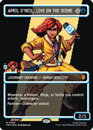 April O'Neil, Live on the Scene (Borderless) (Surge Foil) (TMC-084) - Commander: Teenage Mutant Ninja Turtles Foil、Wizards of the Coast、kayou