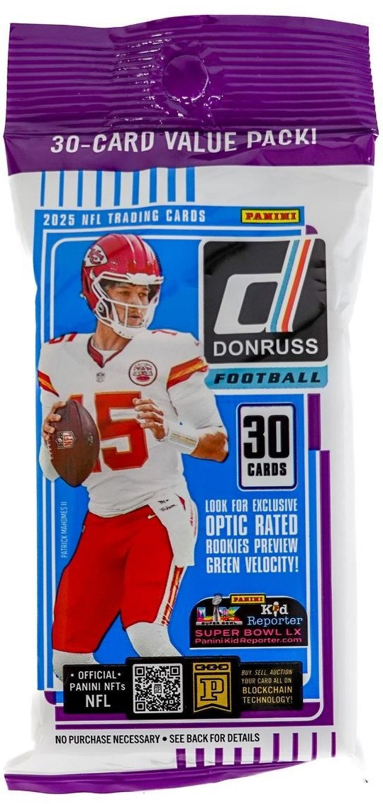 NFL 2025 Donruss Football Trading Card Jumbo Value Pack 30 Cards、ToyWiz、kayou