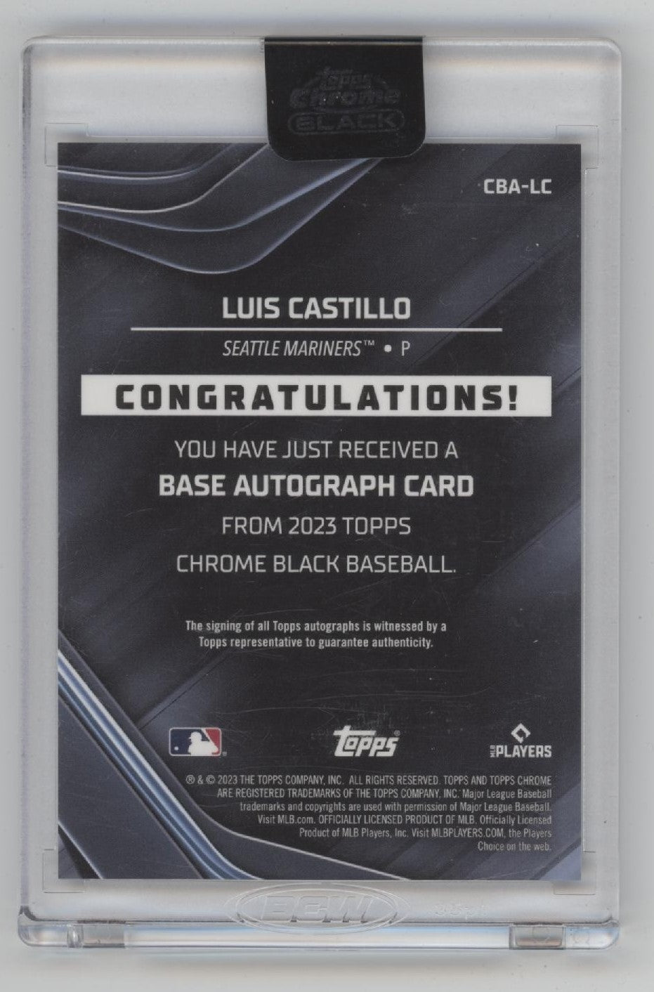 Luis Castillo 2023 Topps Chrome Black Auto #CBA-LC、Collector Store LLC、kayou
