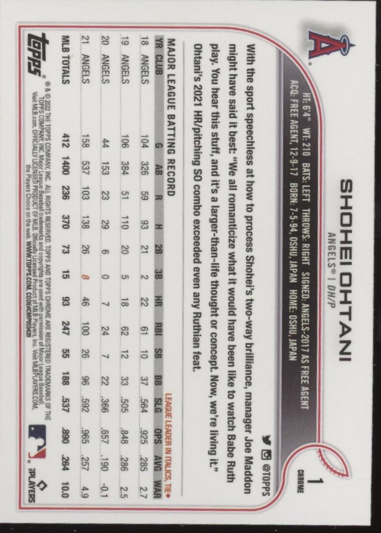 Shohei Ohtani 2022 Topps Chrome Black & White Ray Wave Refractor #1、Collector Store LLC、kayou