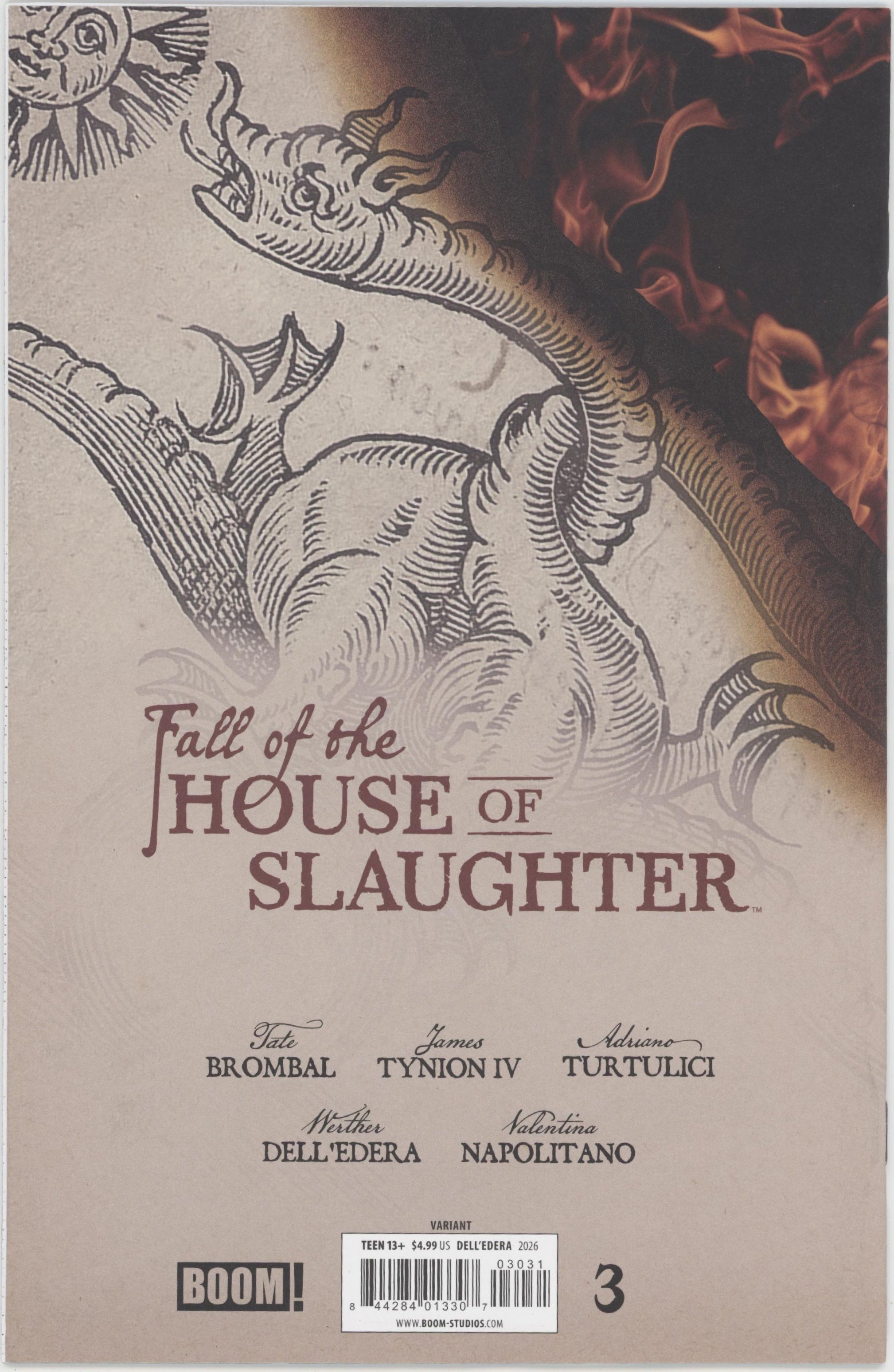 Fall Of The House Of Slaughter #3 C 1 in 10 Variant Edition (Full Art, Dell'edera)、Boom! Entertainment、kayou