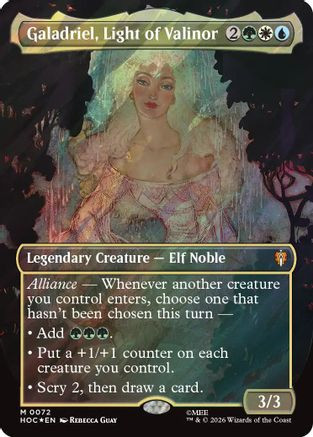 Galadriel, Light of Valinor (Borderless) (Surge Foil) (HOC-072) - The Hobbit: Eternal-Legal Foil、Wizards of the Coast、kayou