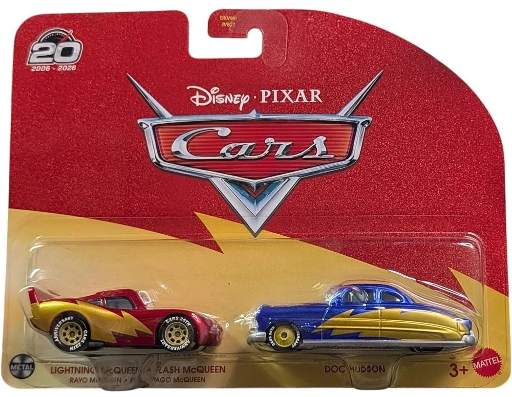 Disney / Pixar Cars 20th Anniversary Metal Lightning McQueen (Flash) & Doc Hudson Diecast Car 2-Pack、ToyWiz、kayou