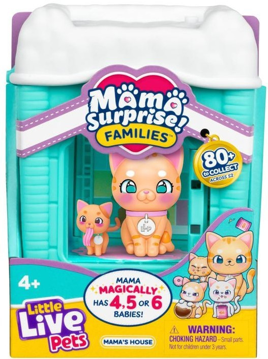 Little Live Pets Mama Surprise! Families Mama's House Domestic Cat Family Interactive Toy with 4, 5 OR 6 Babies、ToyWiz、kayou