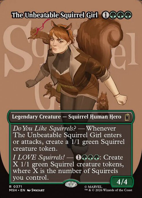 MtG Marvel Super Heroes Rare The Unbeatable Squirrel Girl #371 Borderless Logo FOIL、ToyWiz、kayou