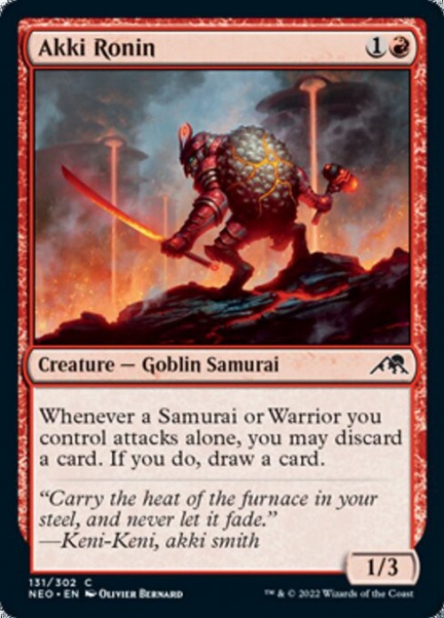 MtG Trading Card Game Kamigawa Neon Dynasty Common FOIL Akki Ronin #131、ToyWiz、kayou