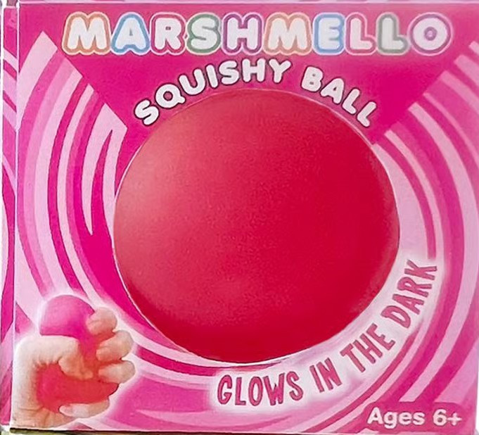 Marshmello Glow-in-the-Dark Squishy Ball PINK 2.5-Inch Squeeze Toy、ToyWiz、kayou