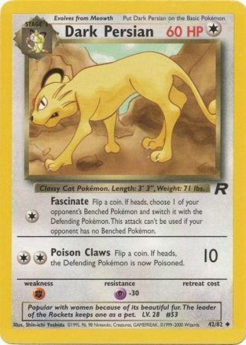 Pokemon Team Rocket Uncommon Dark Persian #42 Moderately Played、ToyWiz、kayou