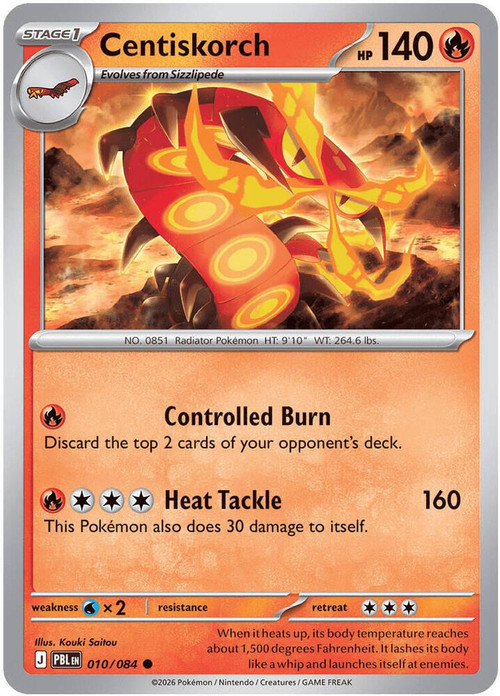 Pokemon Trading Card Game Mega Evolution Pitch Black Common Centiskorch #10、ToyWiz、kayou
