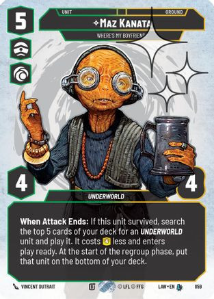 Maz Kanata - Where's My Boyfriend? (Prestige Foil) (859) - A Lawless Time Foil、Fantasy Flight Games、kayou