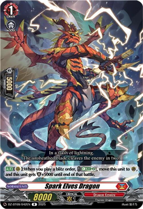 Cardfight Vanguard Trading Card Game Super Brave Detonation Rare Spark Elves Dragon DZ-BT09/042EN、ToyWiz、kayou