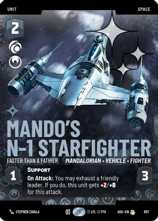 Mando's N-1 Starfighter - Faster than a Fathier (Prestige Foil) (857) - Ashes of the Empire Foil、GameNerdz、kayou