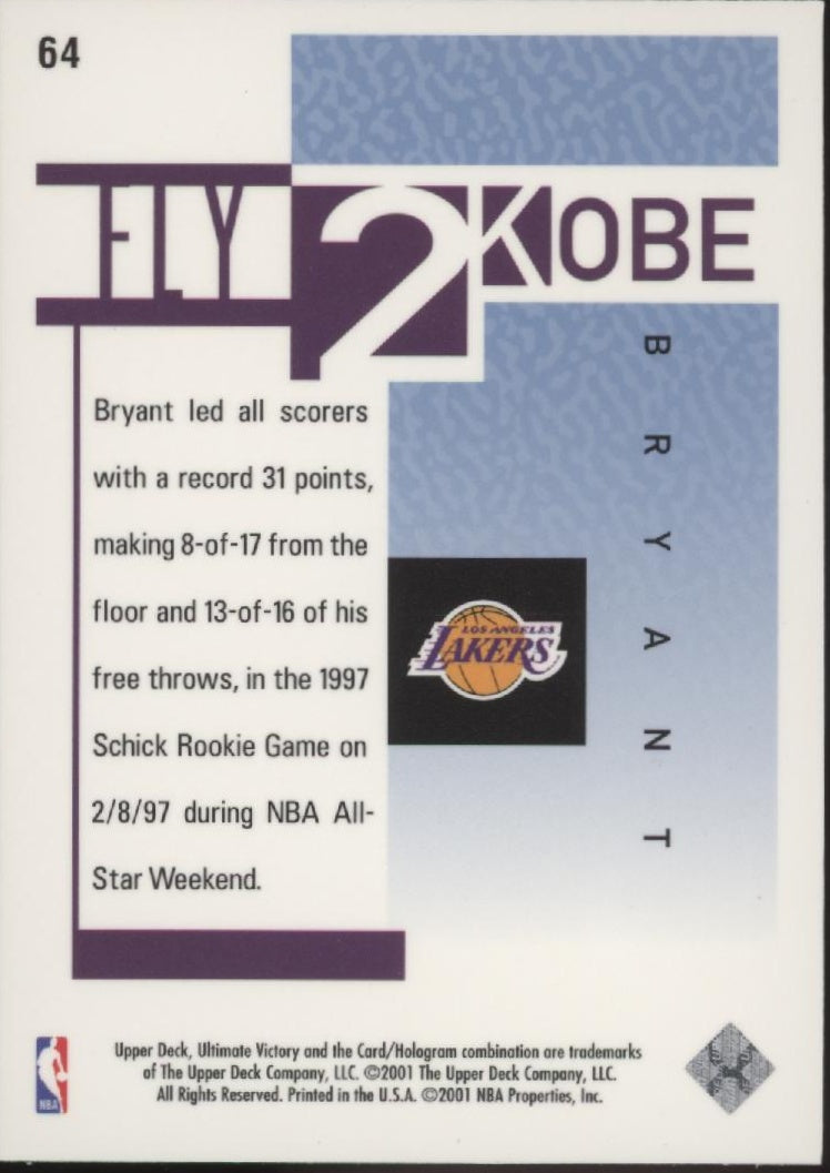 Kobe Bryant 2000-01 Upper Deck Ultimate Victory Fly 2 Kobe #64、Collector Store LLC、kayou