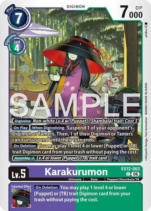 Digimon Trading Card Game Digital World Shambala Common Karakurumon EX12-063、ToyWiz、kayou