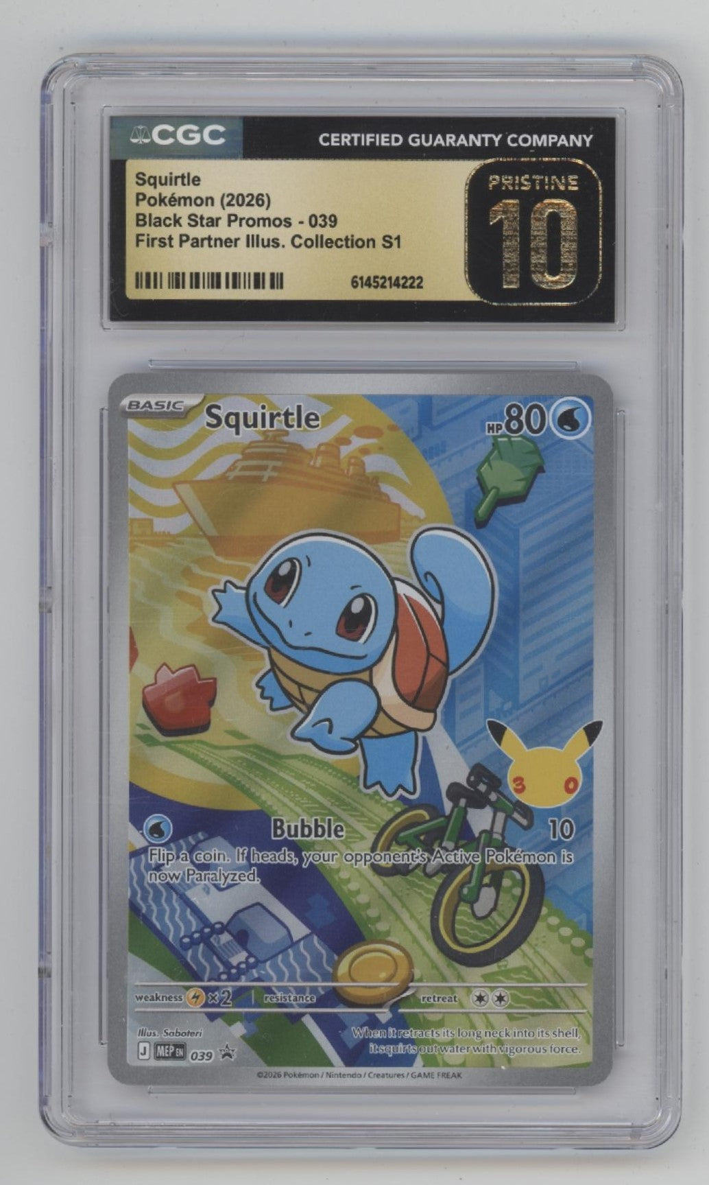 Squirtle Pokemon First Partner Illustration Collection S1 #039 CGC 10 Pristine、Collector Store LLC Gaming、kayou