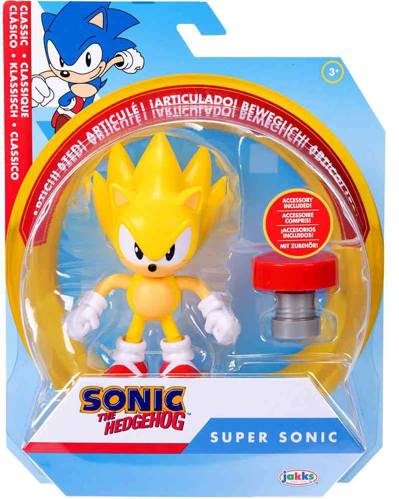 Sonic The Hedgehog Super Sonic Action Figure Classic, with Star Spring, Loose、ToyWiz、kayou