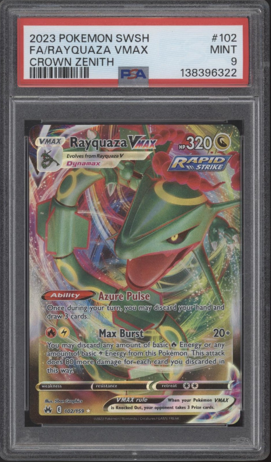 Rayquaza VMAX Pokemon Crown Zenith Pull Art #102 PSA 9、Collector Store LLC Gaming、kayou