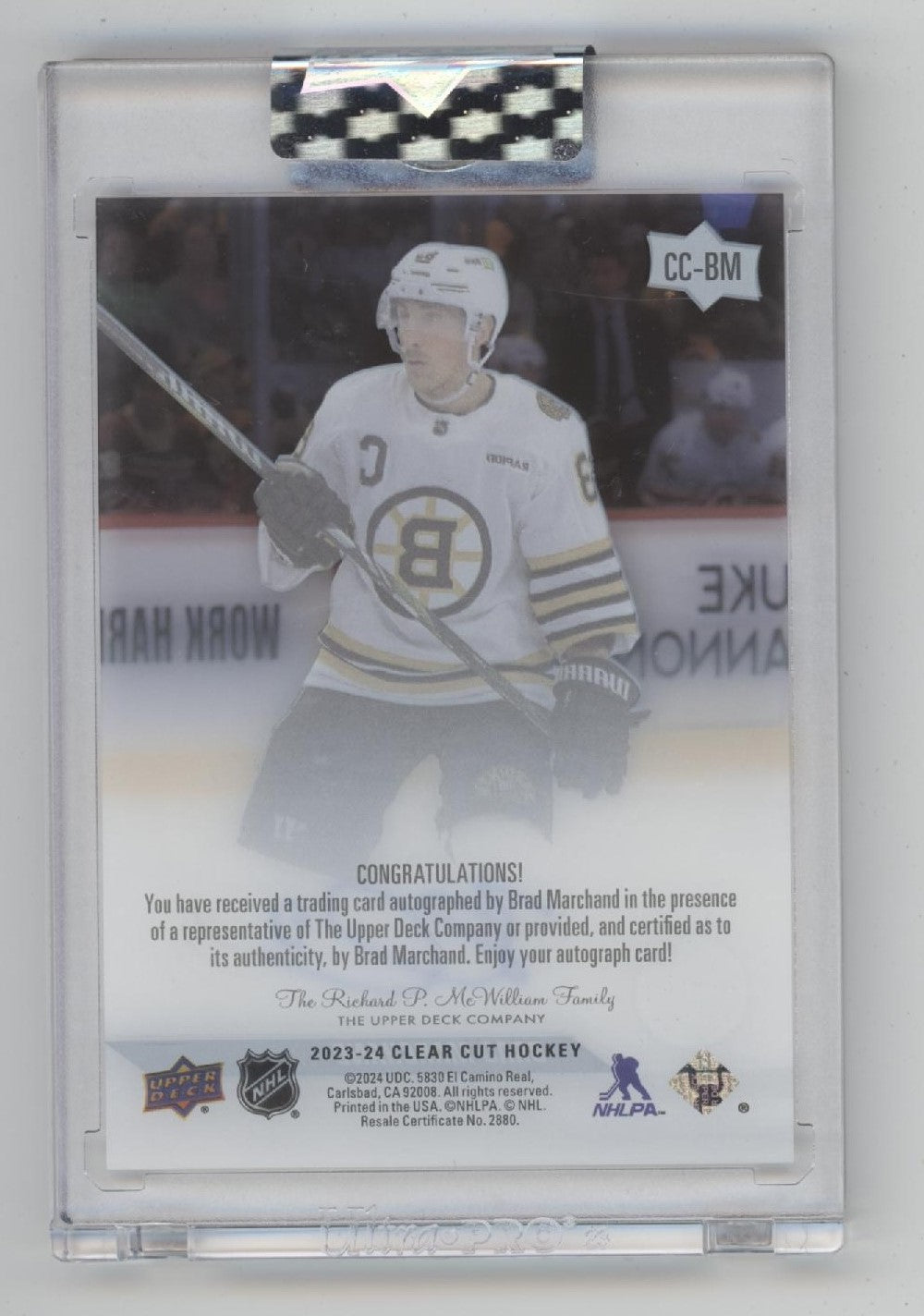 Brad Marchand 2023-24 Upper Deck Clear Cut Auto #CC-BM、Collector Store LLC、kayou