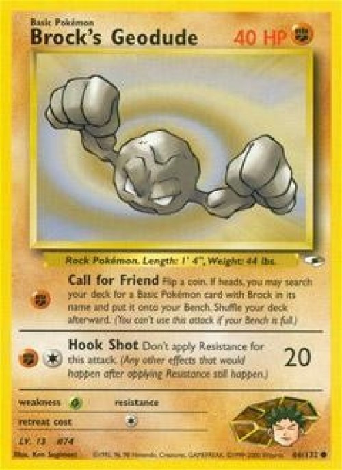 Pokemon Trading Card Game Gym Heroes Common Brock's Geodude #66 Moderately Played、ToyWiz、kayou