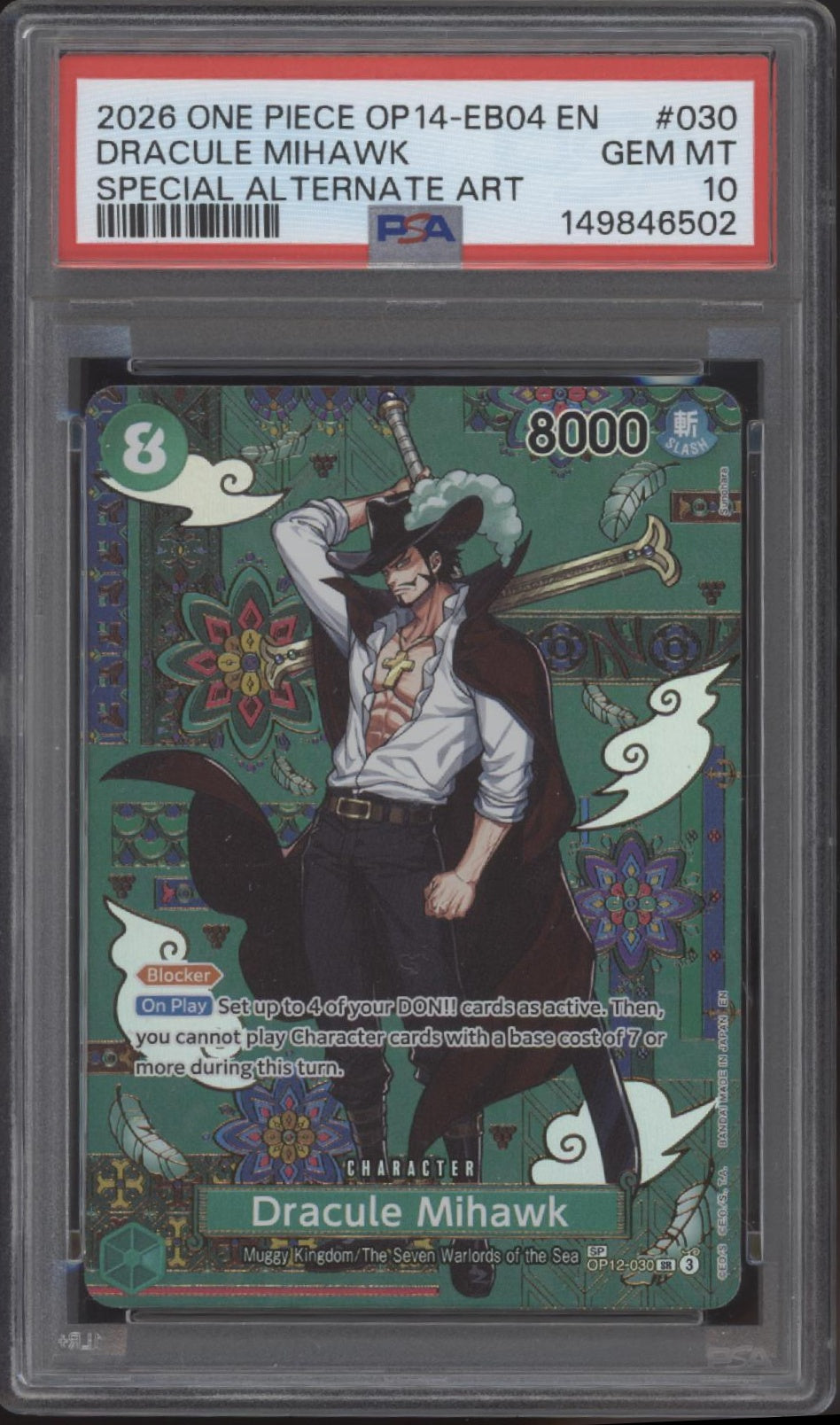 Dracule Mihawk One Piece Card Game OP14-EB04 Special Alternate Art #030 PSA 10、Collector Store LLC Gaming、kayou
