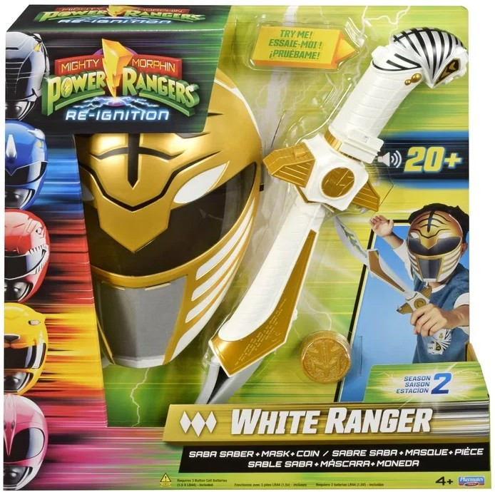 Power Rangers Mighty Morphin Re-Ignition White Ranger Roleplay Set Saba Saber, Mask & Coin, Season 2、ToyWiz、kayou